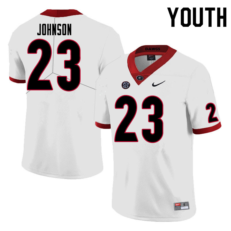 Youth #23 Jaylen Johnson Georgia Bulldogs College Football Jerseys Sale-White